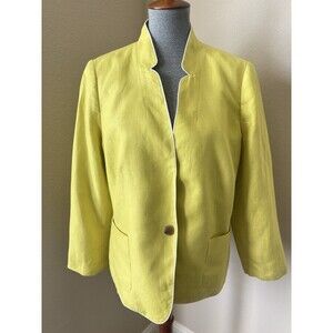 Talbots Women's Size 16 Petite Yellow Aberdeen Linen Blazer